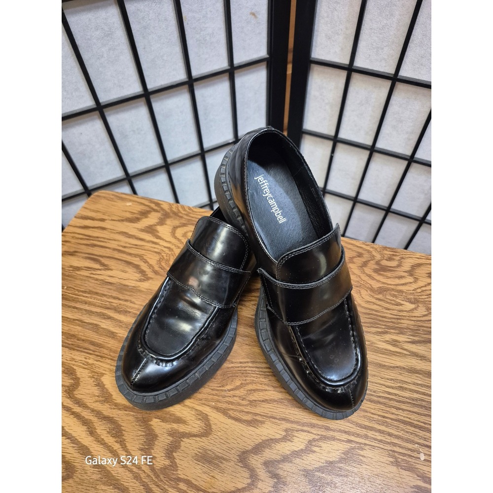 Jeffrey Campbell Black Patent Leather Chunky Loafers Women's Size 8.5